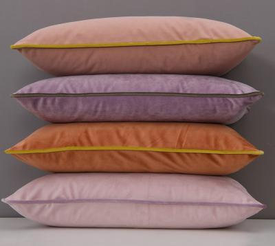 China Modern Luxury Simple Velvet Pillow Case Cushion Contrast Color for sale