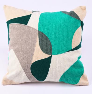 China Modern Embroidered Classic Geo Pillow Cotton Canvas Cushion Designs for sale