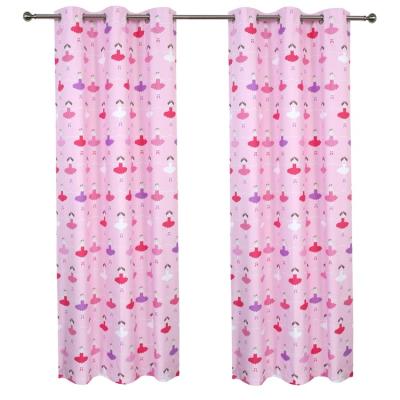 China Blackout Hotsale 100% Polyester Printed 100% Polyester 2021 Pink Color Cartoon Kids Bedroom Curtain for sale