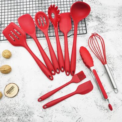 China Stocked Silicone Cookware Set of 10, Brush, Tongs, Spoon, Slotted Spoon, Spatulas, Slotted Turner, Ladle, Baking Spoonula, Beater for sale