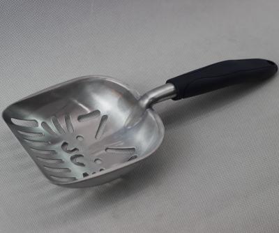 China Polished Aluminum Cat Litter Scoop with Strip Handle 350x140x50mm for sale