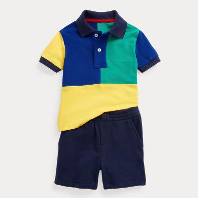 China Kid's Casual Baby Pique Cotton Private Label Clothing Sets Boy's Contrast Color Summer Clothing Sets Brief for sale