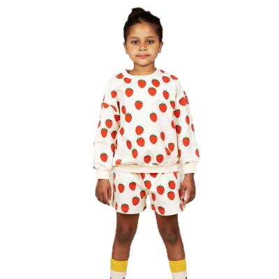 China Customized Print and Short Girl Casual Long Sleeve Sweatshirt Cotton Terry Cotton Set Clothing Suit for sale