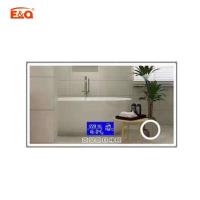 China Bright Good Quality Led Bathroom Mirror Wall Mounted Dressing Table Mirror With Clock for sale