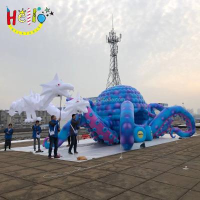 China Promotion Event Stage Decoration with LED Lights Inside Inflatable Octopus for sale