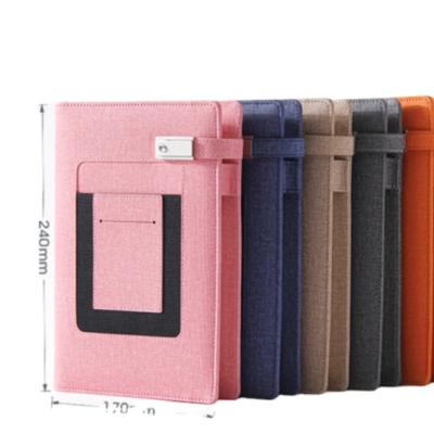 China Hardcover Notebook Manufacturer Gift Organizer Set PU Colored Leather Notebook with USB Leather Power Bank and Diary Filler Planner with USB Flash Drive for sale