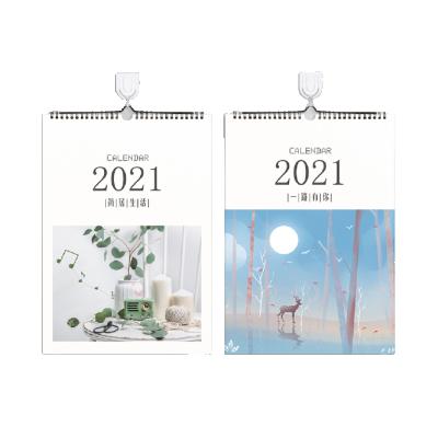 China Custom Hook and Loop Twin-Wire Wall Calendar A4/A3 Wall Calendar Spiral Binding Wall Calendar for sale