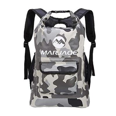 China MARJAQE Climbing Camping Kayaking Camouflage Dry Bag Backpack 22L Rolltop Padded Straps For Water Sports Boating Camouflage Kayaking Dry Backpack for sale