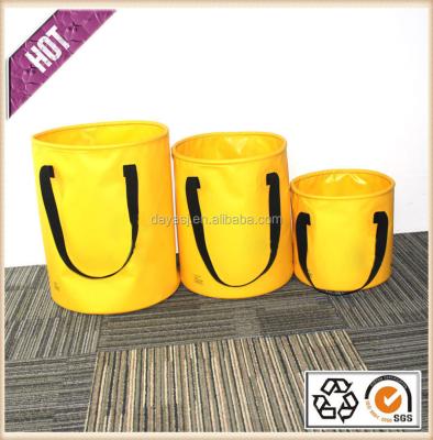 China Outdoor accessories fishing folding bucket 10L 20L flexible and collapsible 30L PVC tarpaulin folding bucket with lid for sale