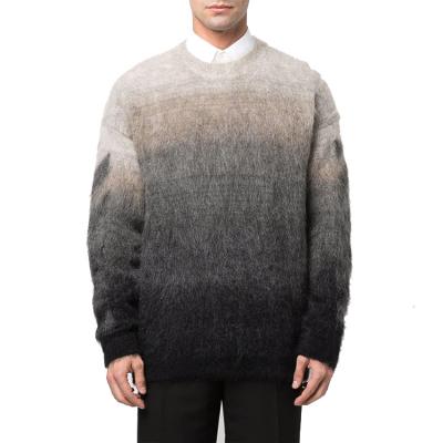 China Anti-Wrinkle AiNear Custom Logo Oversized Jacquard Knit Sweater Men Sweater Men Long Sleeve Mohair Fuzzy Knitted Long Sleeve Sweaters for sale