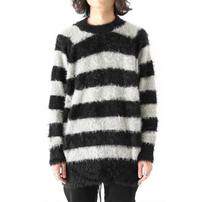 China Anti-Wrinkle AiNear Custom Logo Oversized Striped Jacquard Knit Sweater Mens Knitwear Crew Neck Fuzzy Mohair Long Sleeve Mens Sweaters for sale