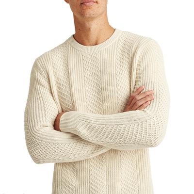 China bulk custom Anti-wrinkle AiNear logo designer white knit pullover sweater men knitwear crewneck sleeve long wool knitted mens sweaters for sale