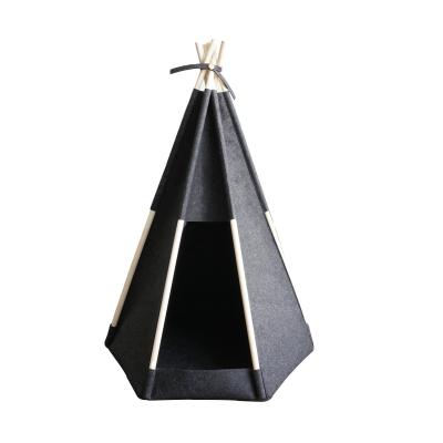 China Travel Quality Felt Gray Fabric Polyester Felt Pet Teepee Dog Bed Pet Teepee Tent for sale