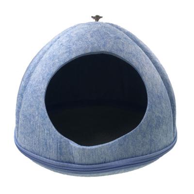 China Wholesale Viable Pet Bed Igloo Pet Cat House Felt Kennel Winter Pet Bed Small Mobile Warm Cat House for sale