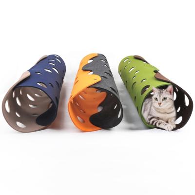 China Viable Cat Toy Interactive Free Combination Folding Cat Tube Toys Cave Nest Felt Cat Tunnel Play Mat for sale