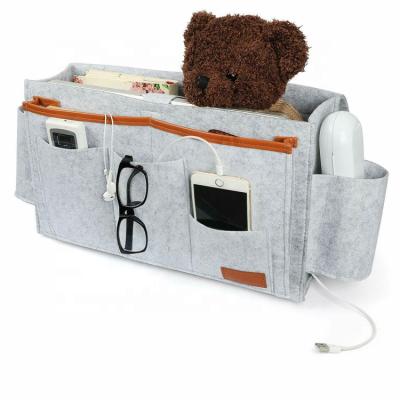 China Viable Felt Bedside Cart Bedside Multi Attachment Hanging Storage Bag Organizer For Bed And Sofa for sale