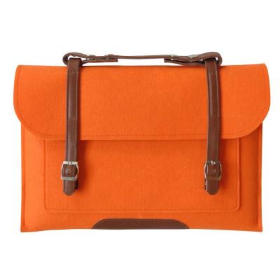 China Laptop Handbag Felt Laptop Bag with Handle Leather Notebook Carry Bag for MacBook Air pro 11