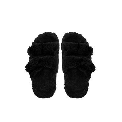 China Fashion Trend Women's Winter Real Fur Slippers Flat Heel Slides Lady Fur Outdoor Warm Good Quality Sandals for sale