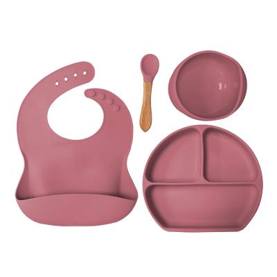 China Wholesale Free Sample BPA Free Top Newborn Soft Bibs Spoon Silicone Complementary Baby Self Feeding Utensil Set for sale