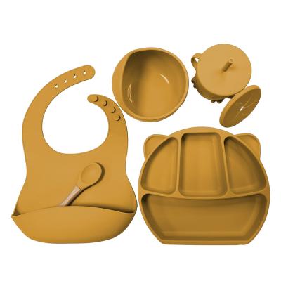 China Modern Custom Eco Friendly Wholesale Silicone Baby Food Grade Tableware Food Grade Feeding Set for sale