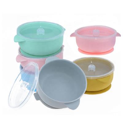 China 100% Eco-Friendly Wholesales Non Spill Eco Friendly Bowl And Administer Bpa Free Suction Silicone Baby Feeding Bowl Spoon Set for sale