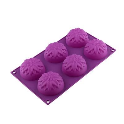 China Custom Foldable Rose Shaped 3D Flower Cake Silicone Mold Viable New 6 12 Hole Easy Release for sale