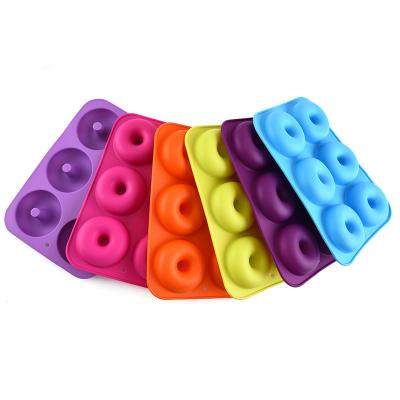 China Sustainable Handmade 6 Cavities Diy Biscuit Baking Cake Molds Round Donuts Cake Mold Silicone for sale