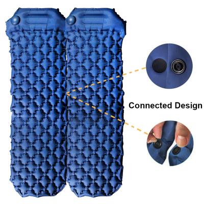 China With Built-in Hand Pump 2 Person Protection Wide Inflatable Sleeping Self Inflating Camping Mat Twin Air Bed With Built-in Pump Pillow for sale