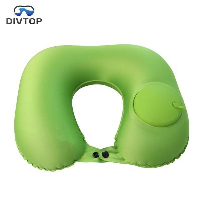 China Travel Inflatable Ultralight Hand Press Inflatable Cylindrical Cervical Pillow for sale