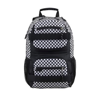 China 2021 New Waterproof Dual Strap Skater Backpack Universal Black And Controller Plaid Skateboard Bag for sale