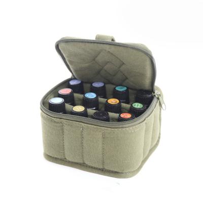 China Eco - Friendly Green Essential Oil Bag For 12 Bottle Massage Oil Storage Custom Bag for sale