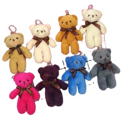 China Dangling Flat Silk Doll Teddy Bear Flower Wrapping Doll Teddy Bear Bouquet Key Chain for sale