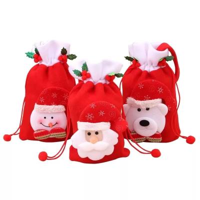 China Fiber Holiday Snowman Kids Happy Christmas Gift Bags Portable Cheap Decoration Gifts Christmas Gift Bags for sale