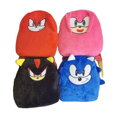 China Other 30CM Super Sonic Plush Toys Backpacks For Kids Cute Cartoon Animal Schoolbag for sale