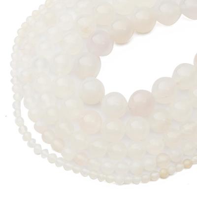 China Natural Gemstone Loose Beads Natural Stone Beads White Agate Loose Round Beads For Jewelry Making DIY Bracelet Necklace Earring Jewelry Accessories for sale