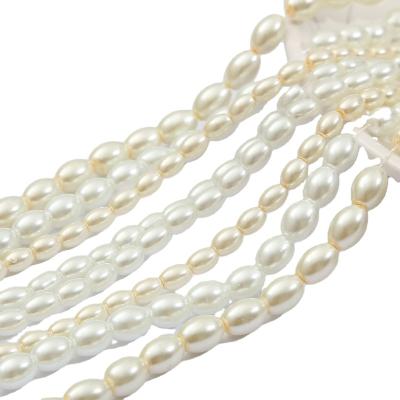 China DIY Jewelry Accessories 80CM/strand White Ivory Oval Shape Pearl Glass Beads For DIY Necklace Earring Bracelet Jewelry Making for sale