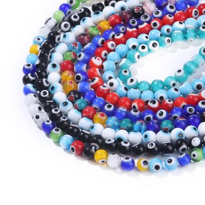 China Jewelry Making 4/6/8mm Mixed Colors Round Eye Beads Pattern Millefiori Glass Lampwork Loose Beads For Necklace Bracelet Earring for sale