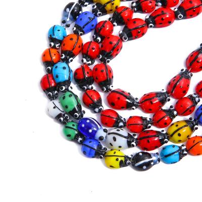 China Jewelry Making Mixed Colors Beetle Ladybug Charm Millefiori Glass Lampwork Loose Beads For Necklace Bracelet Earring Making DIY for sale