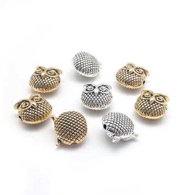 China 10PCS 13mm Trendy Vintage Charms Owl Beads Antique Gold Silver Alloy Spacer Beads For Bracelet Jewelry Making for sale