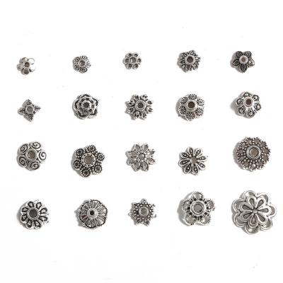 China Fashion Trendy Alloy Findings 50Pcs/lot Antique DIY Sliver Color Flower Bead Spacer For Jewelry Making Charms Necklace Accessories for sale