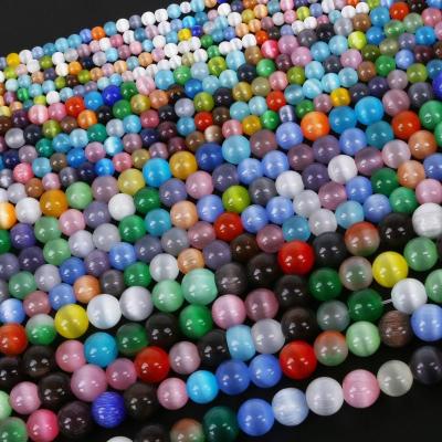 China Rough Round Opal Cat Eye Beads 40-100pcs Crystal 4/6/8/10mm Mixed Color Glass Beads For Bracelet Earrings Jewelry Making DIY for sale