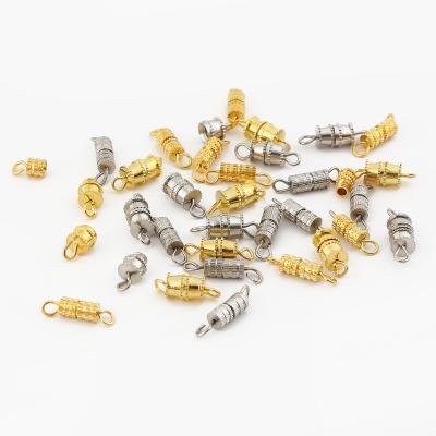 China For DIY Necklace Bracelet 10pcs Screw Clasps For Bracelets Connectors For Diy Jewelry Accessories Gold Silver Color Cylinder Fasteners Buckle Closed for sale