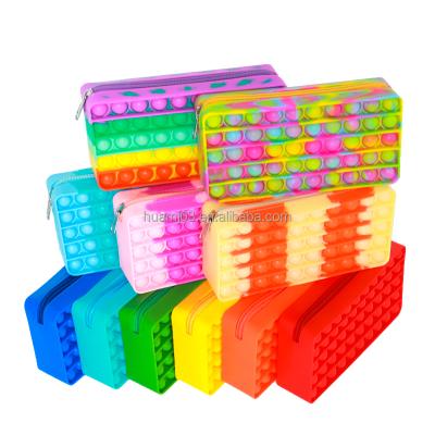 China Schools & Offices Bubble Release Effort Stationery Storage Bag Large Capacity Busy Person Multifunctional Pencil Case for Push Noise Silicone Pencil Case for sale