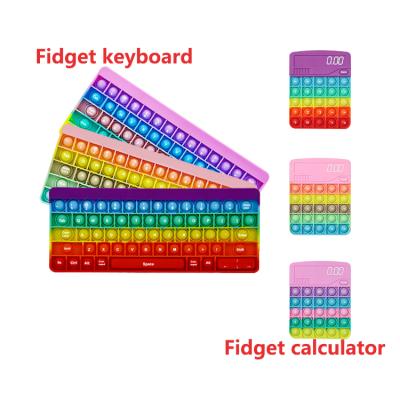 China Relieve Stress 2021 Creative Rainbow Keyboard and Calculator Children's Decompression Desktop Sounds Stir Snap for Bubble Keyboard Restless Person Toy for sale