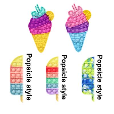 China Factory Direct Sales Effort Release Colorful And Lovely Silicone Ice Cream Stir Up Toy For Decompression Bubble Pops Snap Cone Shaker Toys for sale