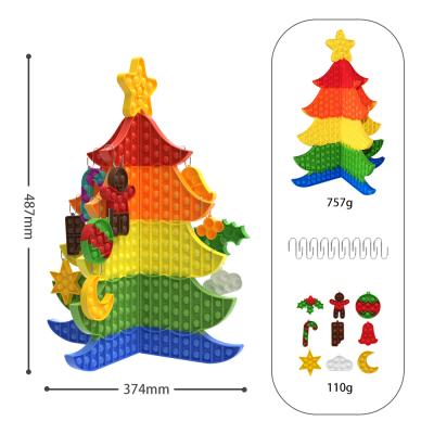 China Relieve the stress HUAMJ upgraded oversized 3d Christmas tree jumbo juggernaut snap rainbow Christmas tree and Christmas pendant set fidgety person toys for sale