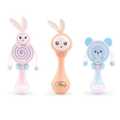 China Toy Baby Music Flashing Rattle Soft Toys Rabbit Teether Hand Bells Mobile Infant Cry Tear Rattle Newborn Educational Toys Baby Rattle for sale