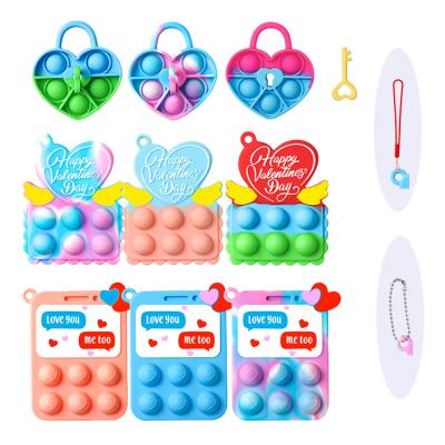 China 2022 Valentine's Day Present San Valentines Day Gift For Women Silicone Letter Relaxation Mini Pop Bubble Heart Fidget Key Chain For Valentine Fidget for sale