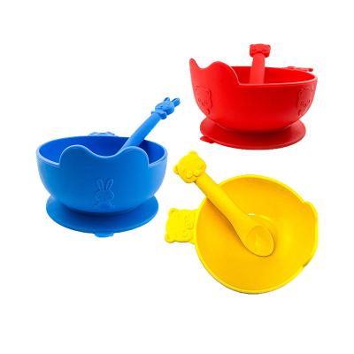 China Mordern Luxury Minimalist Hot Selling Baby Bowl Dinner Dish Set Extra Food Training With Spoon Sucker Silicone Arcopal Dinner Set for sale