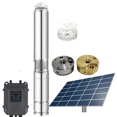 China High Lift Irrigation 4 Inch 2HP Pump System Stainless Steel Solar Submersible Irrigation 1500W Pumping Deep Well Pump for sale